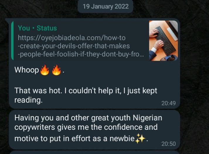 Gives him confidence