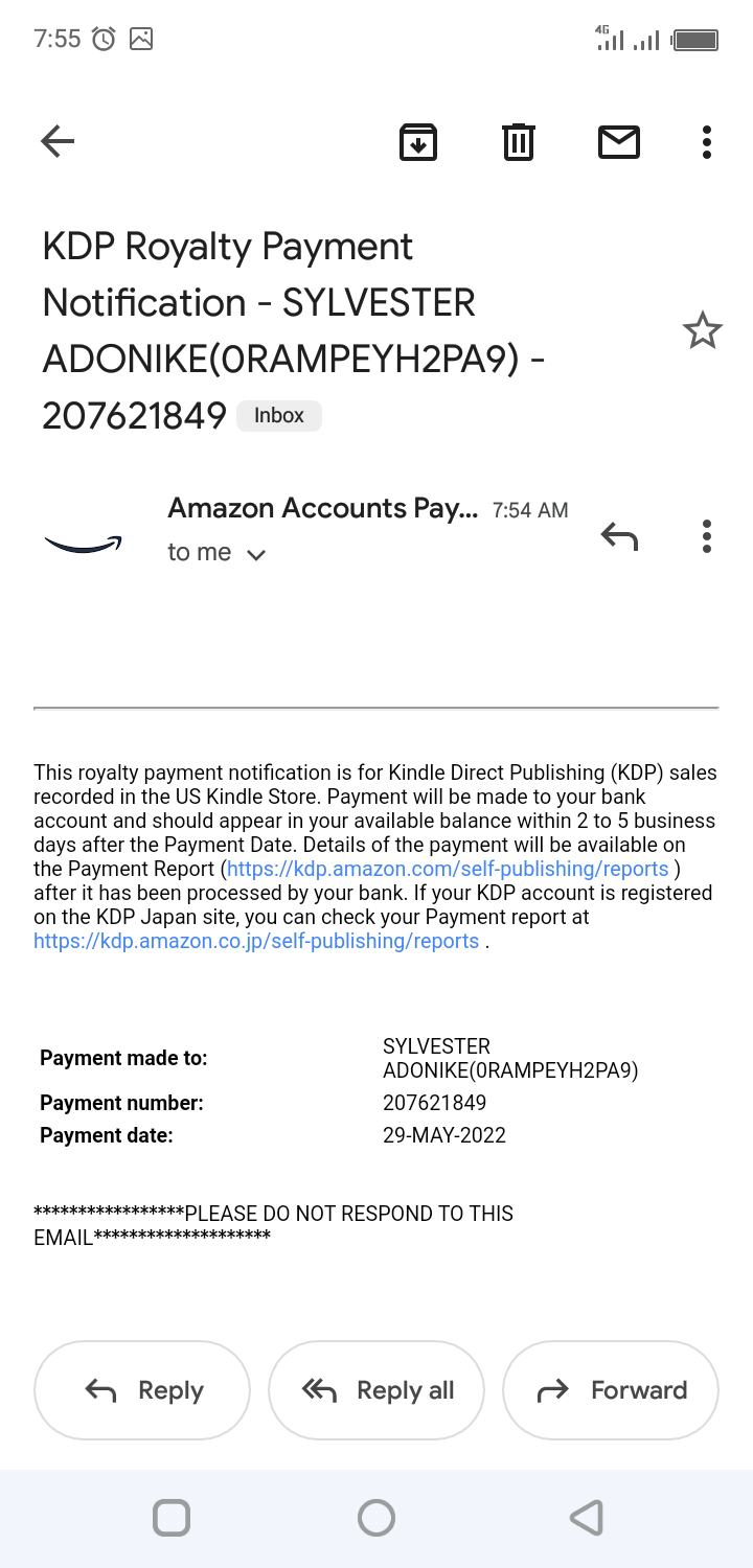 Kindle payment notification